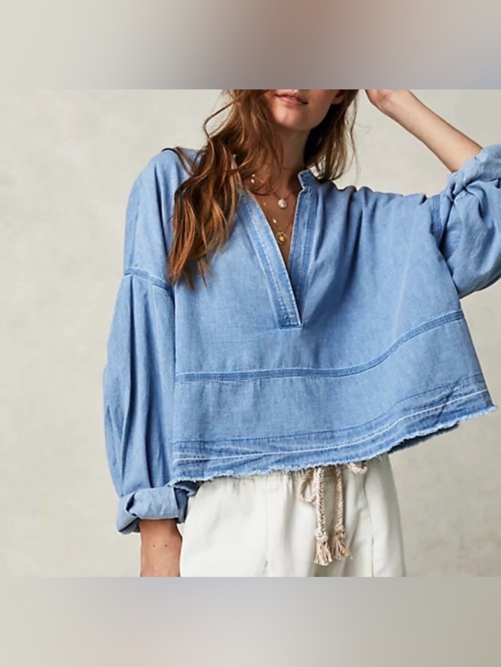 x We The Free Jude Denim Pullover In Vintage Indigo